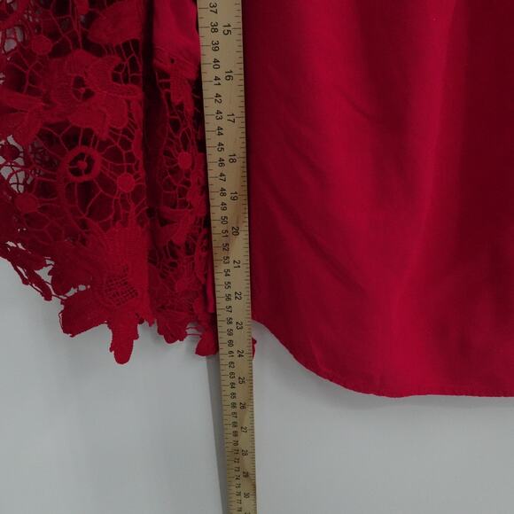 Lane Bryant Top Womens‎ 18/20 Red Off Shoulder Lace Bell Sleeve Smocked Stretch - Picture 12 of 13